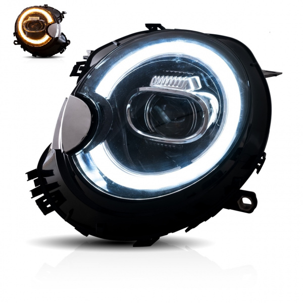 VOLL LED Tagfahrlicht Design Scheinwerfer für Mini Cooper 06-14 schwarz mit dyn. LED Blinker